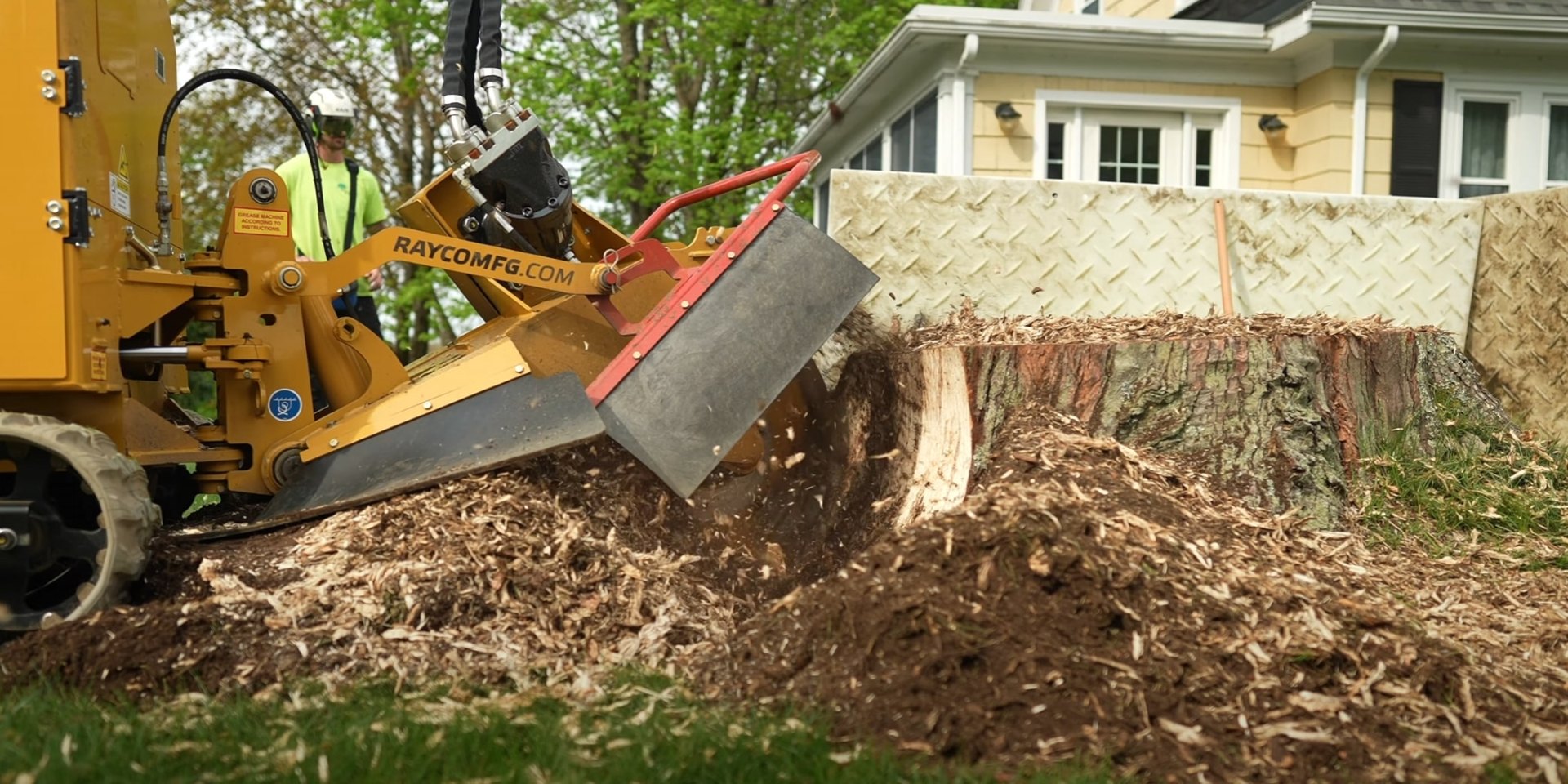 Professional Stump Grinding Services Professional stump grinding equipment in action